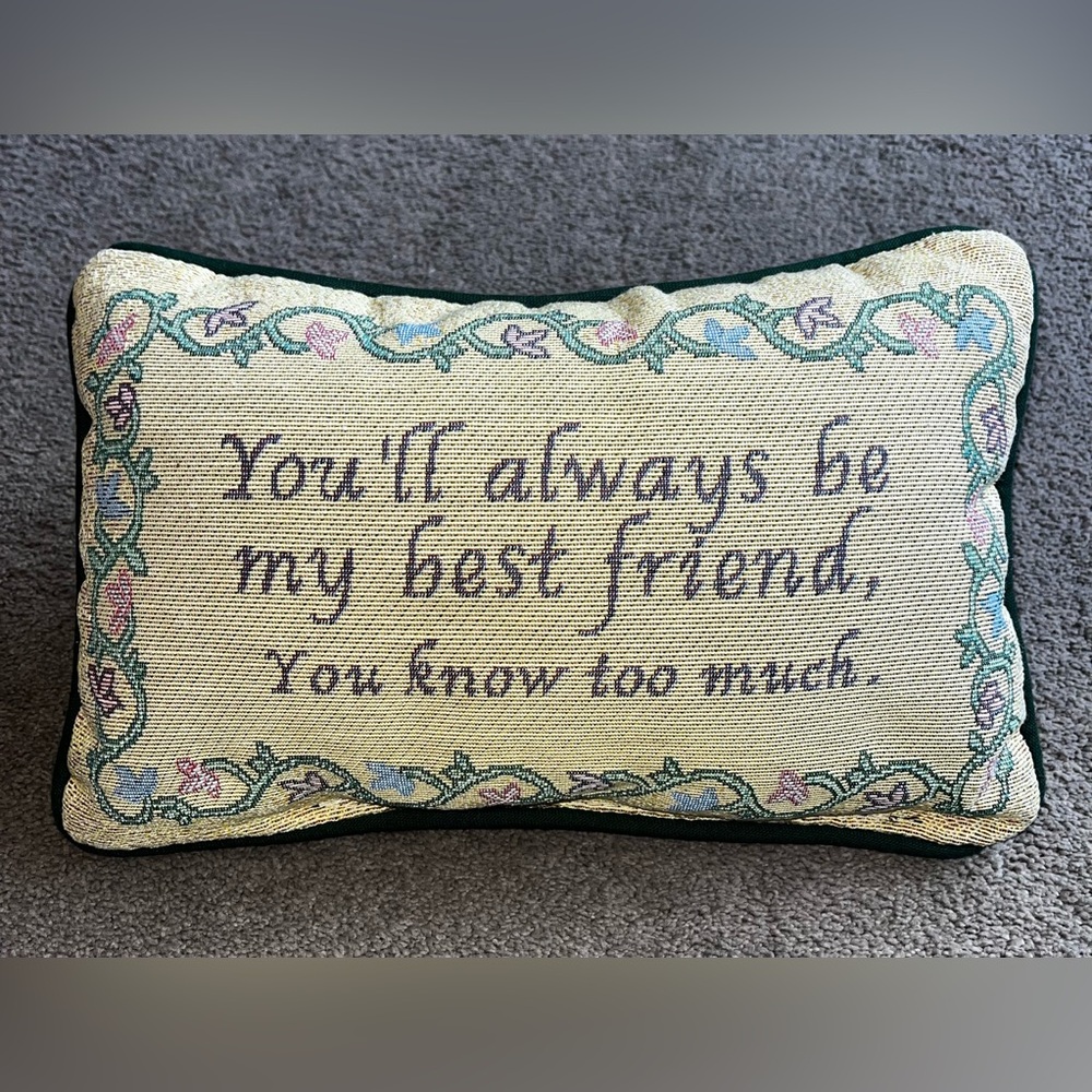 Vintage ‘Best Friend’ Cottagecore Tapestry Pillow